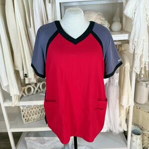 Grey’s Anatomy Active Scrub top Women’s Plus sz. 2XL red gray black Nursing 4167